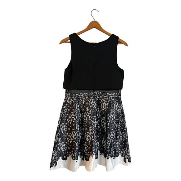 INC International Concepts Plus Size 16 Dress Mesh Inset Fit & Flare Black - Picture 2 of 5